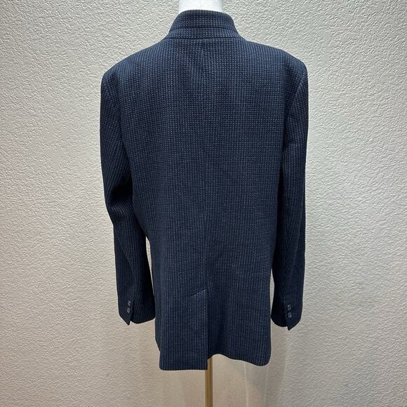 LOFT Textured Blazer Size 14 Navy Blue Career Office Preppy Academia Chic Basic - Picture 7 of 12